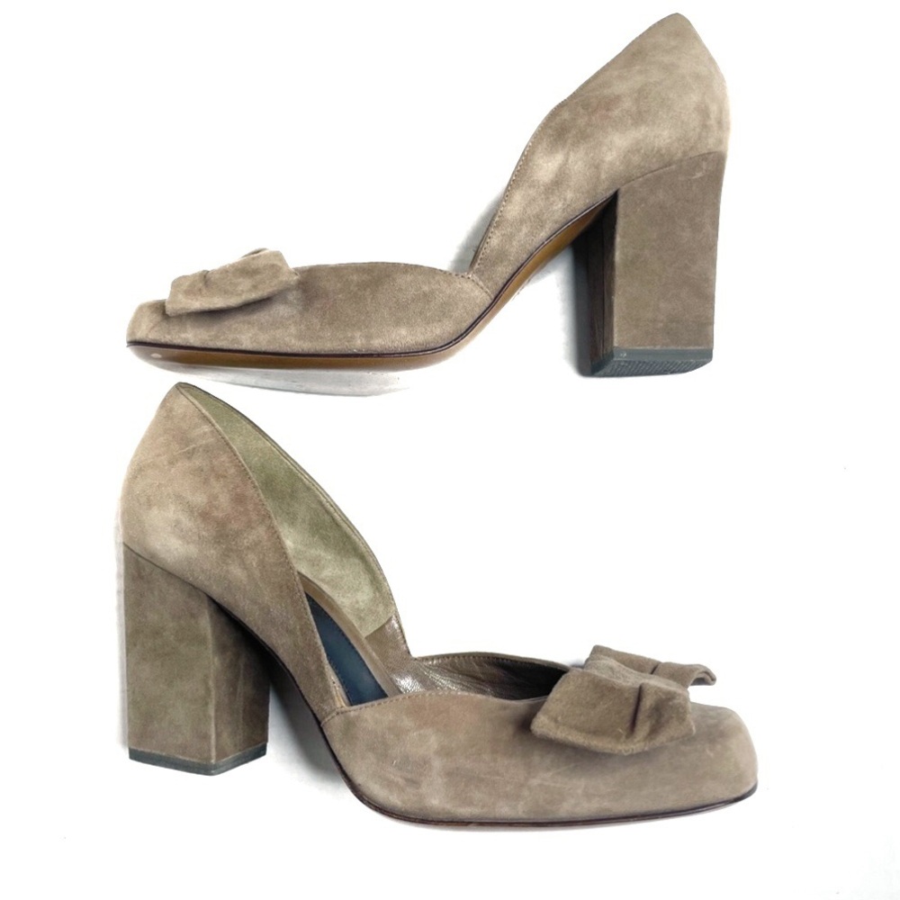 New Marni Beige Suede Pumps with Bow size 9